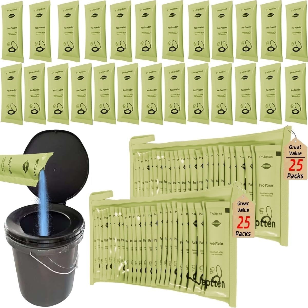 Odor Neutralizing Portable Toilet Powder – Degradable Gel for Camping, 20 Sticks