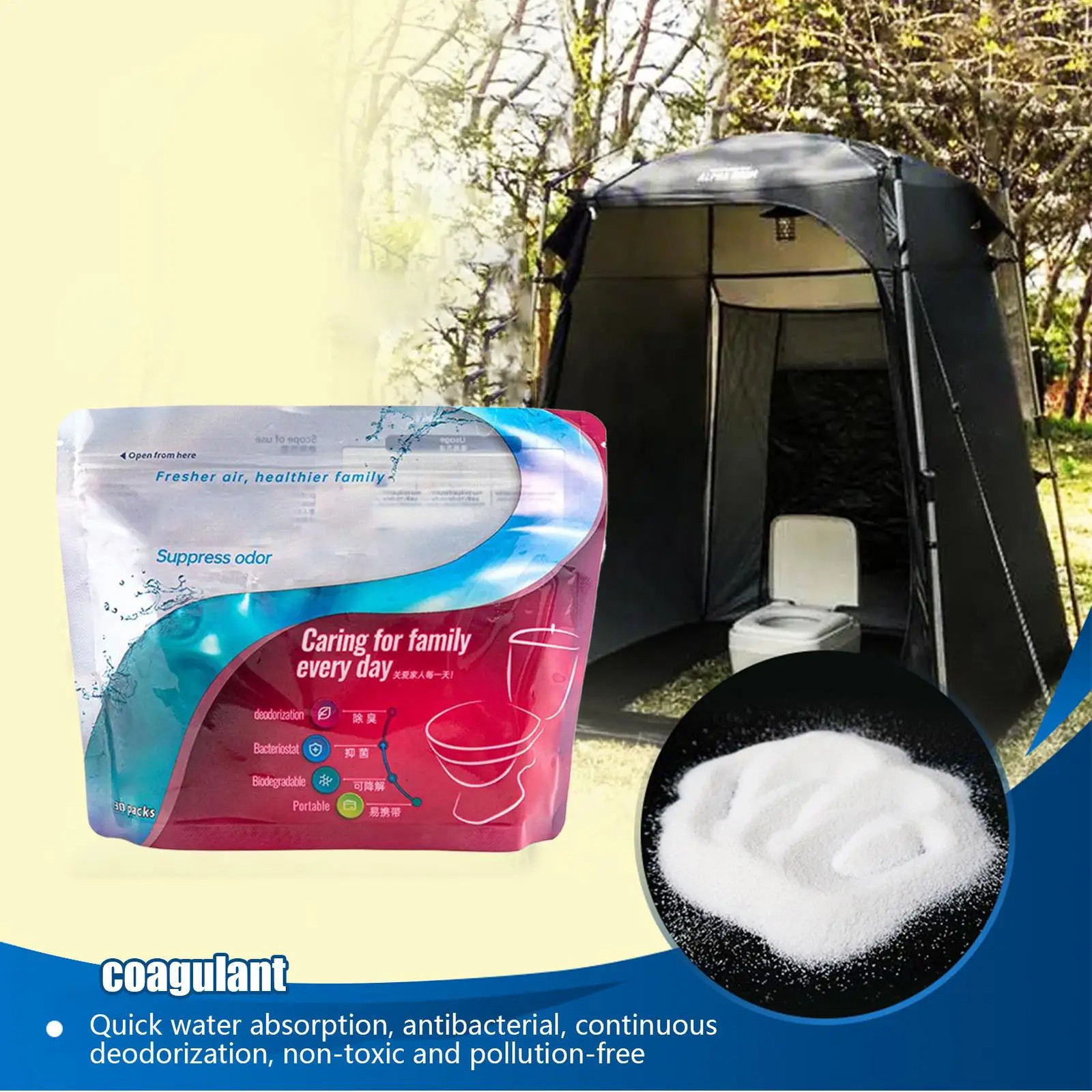 Portable Toilet Absorbent Gel Emergency Urine Bag Coagulant Camping Toilet Powde