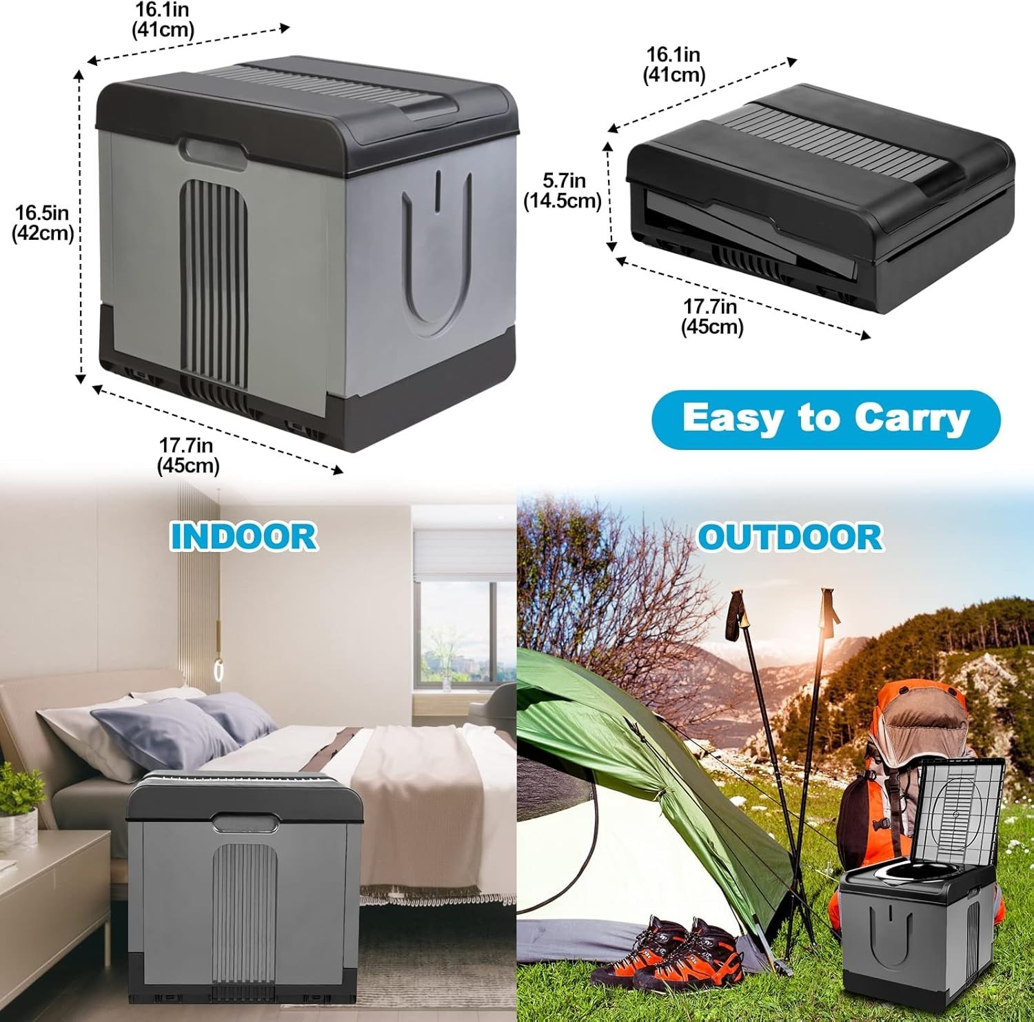 XXL Portable Toilet Camping Toilets for Car Indoor Outdoor Commode Foldable T…
