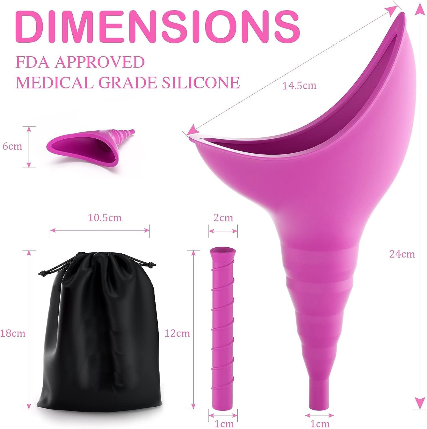 Women Pee Funnel, Portable Female Urination Device, Outdoor Hiking, Purple