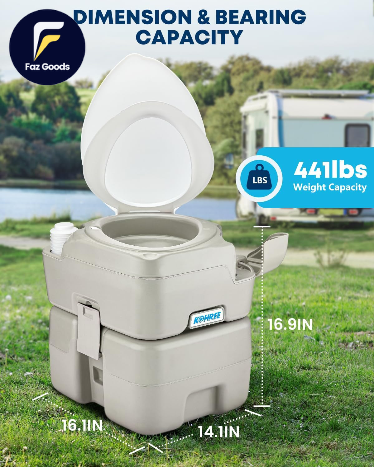 Portable Toilet for Camping 5.3 Gal: 20L Cassette Toilet Porta Potty for Adults