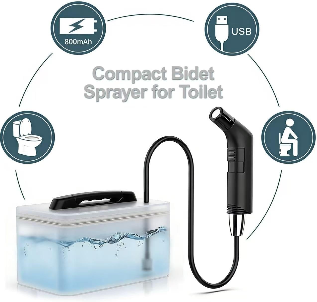 Portable Electric Bidet Handheld Sprayer with Dual Water Pressure