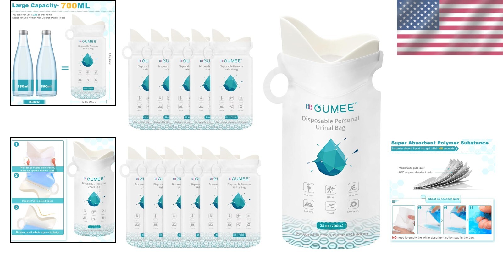 700 ml Unisex Emergency Disposable Urinal Bags – Travel & Camping Essentials