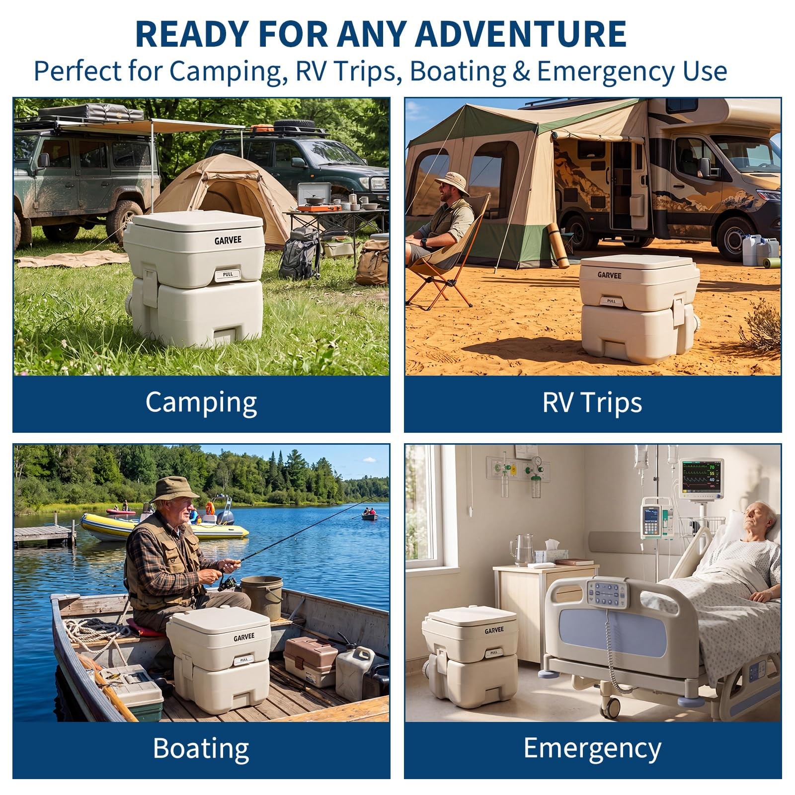 Garvee 5.3 Gallon Portable Toilet For Camping Carry Bag Tank Ideal For Boat Rv