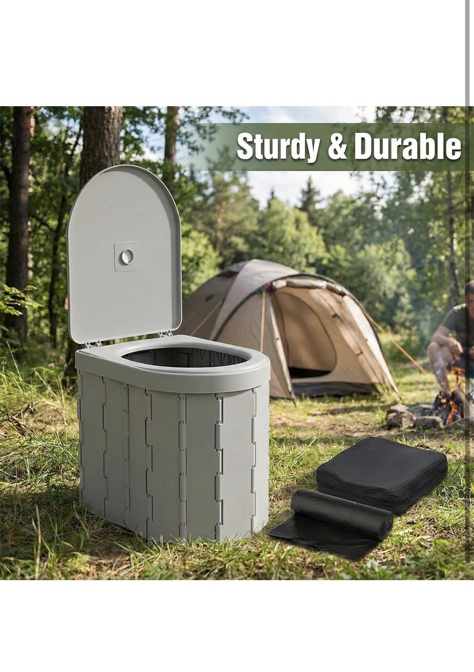 Portable Camping Toilet for Adults – XL Portable Folding Toilet with Lid,Travel