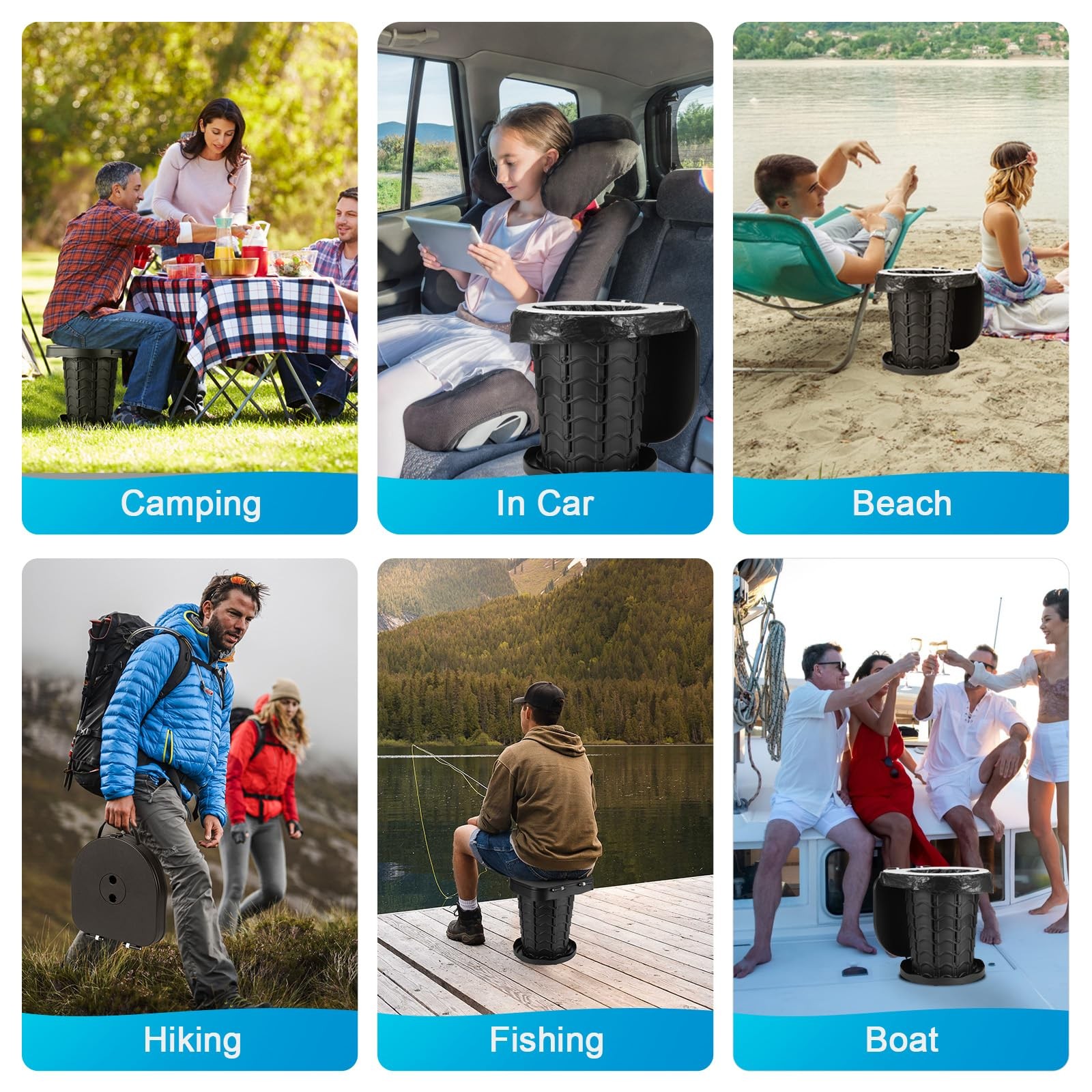 Adjustable Height Portable Camping Toilet – Travel Potty for Outdoor Use