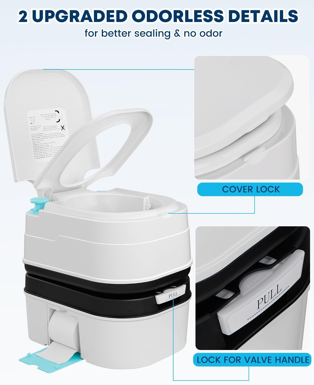 Kohree 6.34 Gal Portable Toilet for Adults: Large Camping Toilet with Detachable