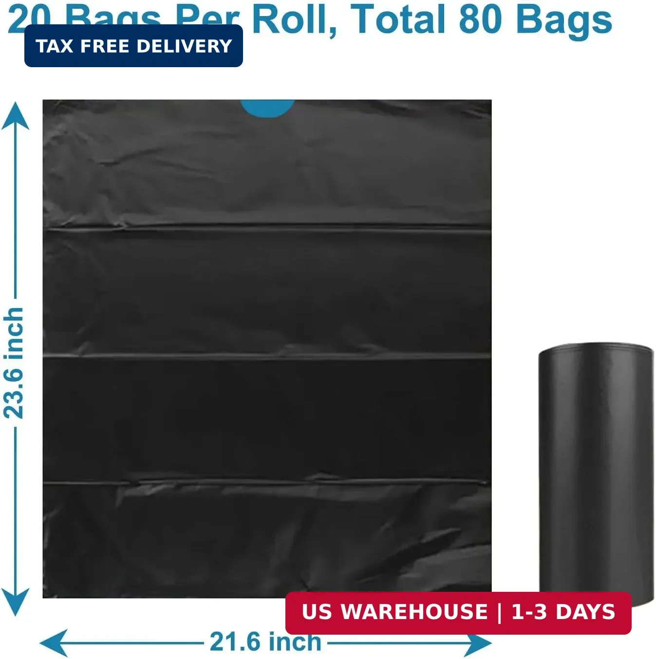 80 PCS Portable Toilet Bags with Drawstring, Biodegradable Porta Potty Bags – 8