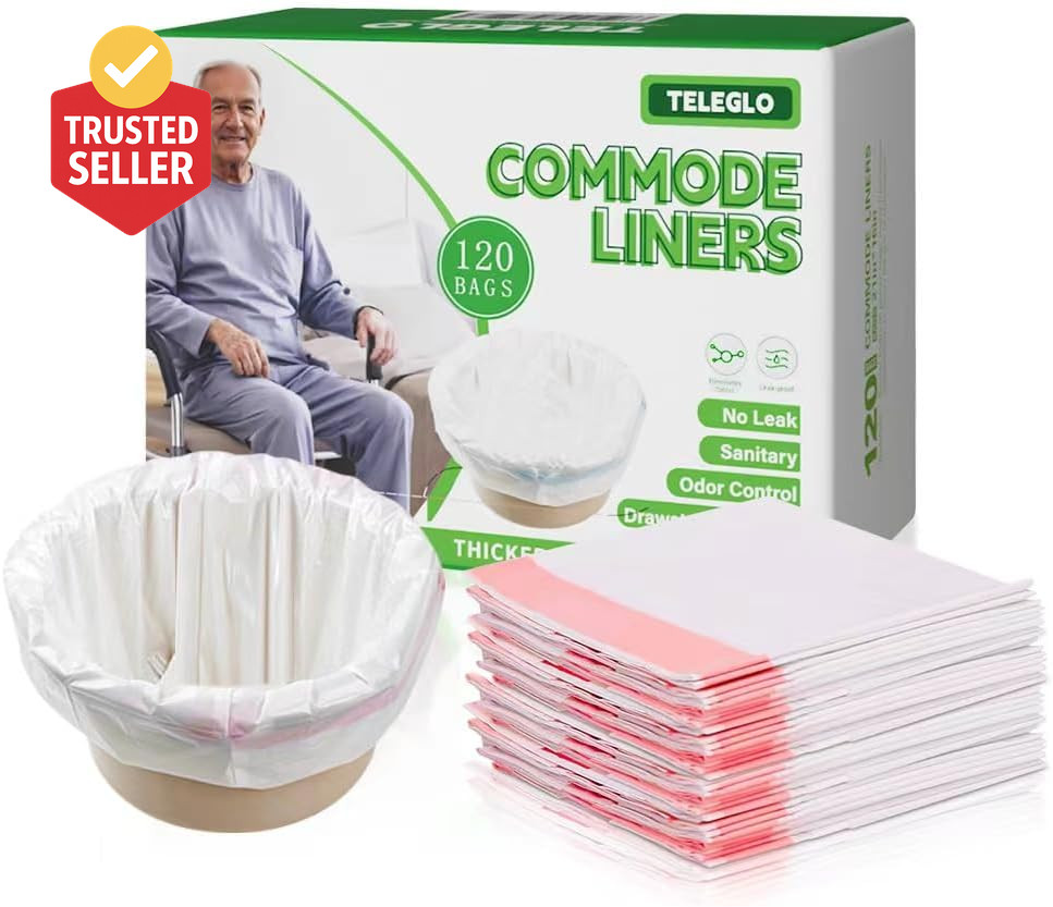 Commode Liners 120PCS Bedside Commode Liners Disposable-Portable Toilet Bags for