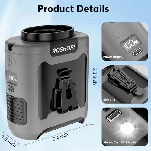 2025 AI Portable Fan – Rechargeable -10000mAh – 40H Work Time – 5 Speeds – Grey