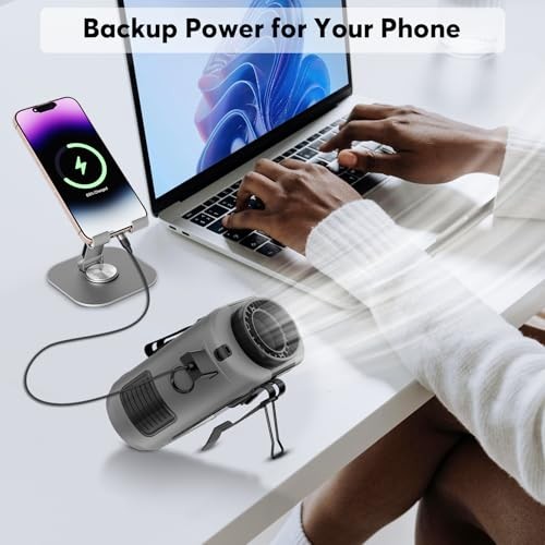 2025 AI Portable Fan – Rechargeable -10000mAh – 40H Work Time – 5 Speeds – Grey