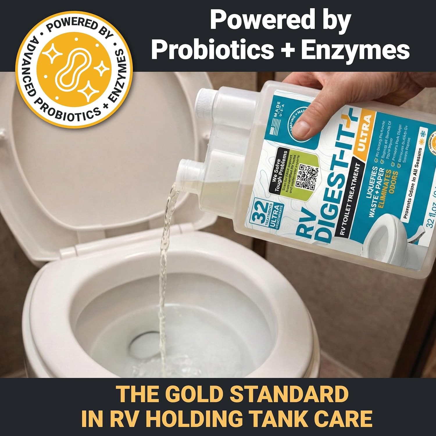 Unique RV Digest-It Ultra RV Toilet Treatment, 32 Uses, Super Concentrated – Eli
