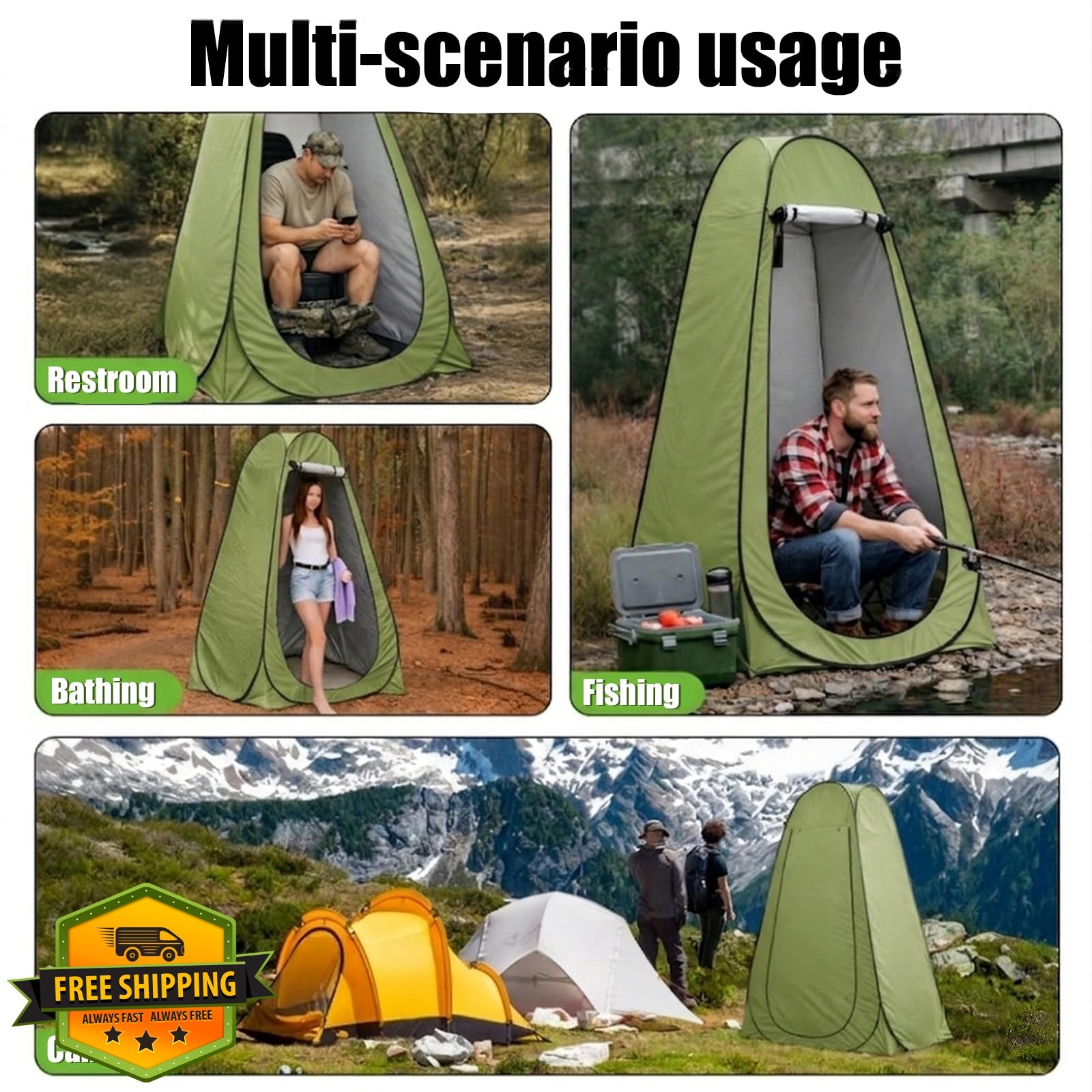 Portable Camping Toilet with Privacy Tent – Foldable Toilet Set for Adults an…