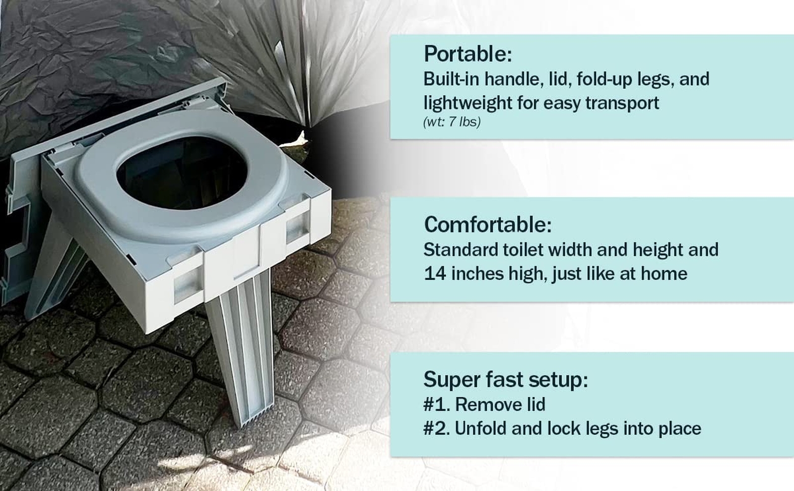 Cleanwaste GO Anywhere Portable Folding Toilet – Plus Bonus Original Wag Bag …