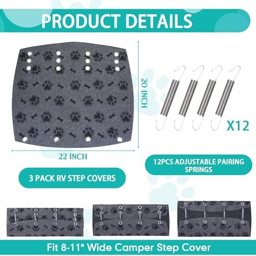 Packs Rv Step Rug Covers Wide Camper Step Cover with 22 x 20 Inches 3 Grey