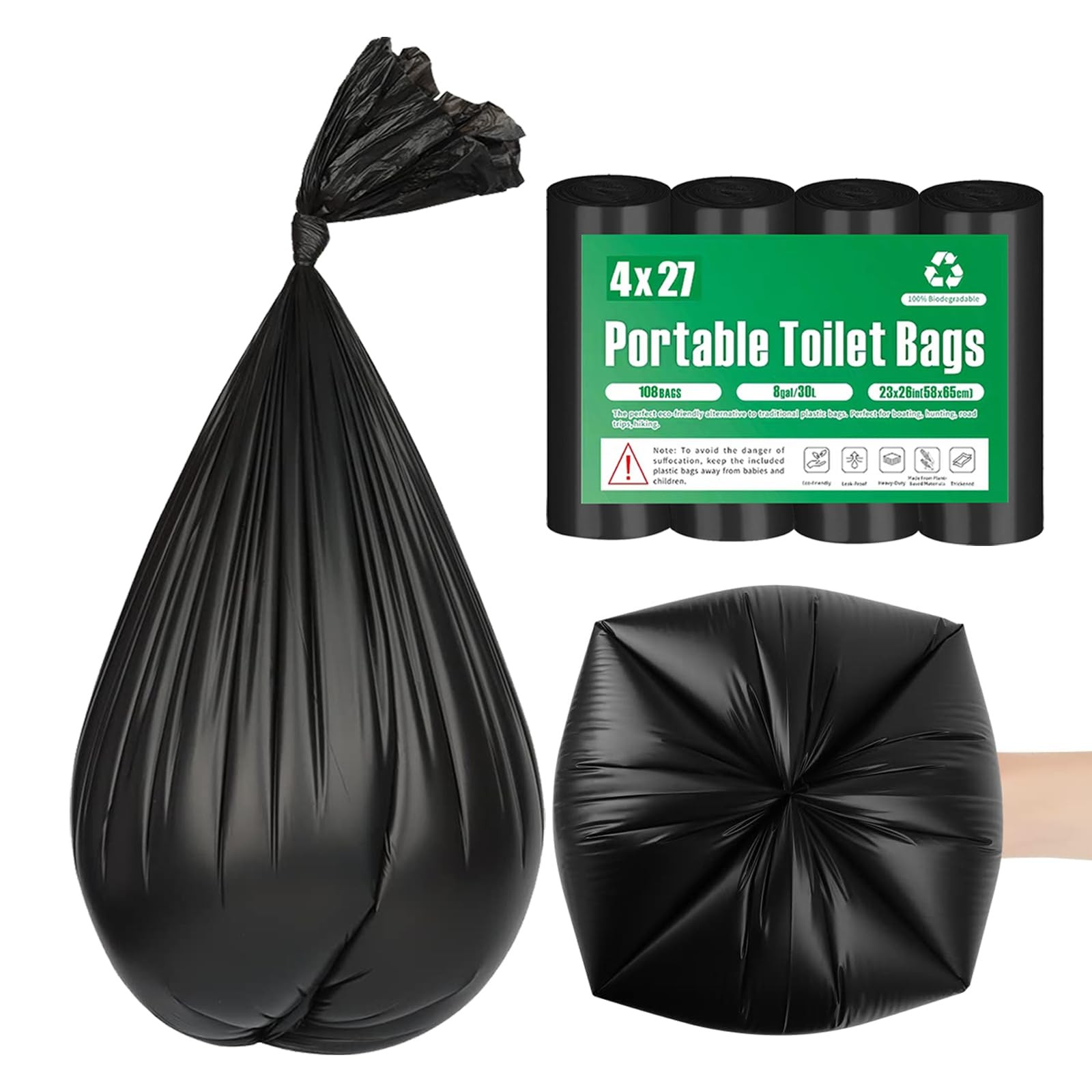 108 Portable Toilet Bags TALTBREX 8 Gallon Biodegradable Camping Toilet Bags …
