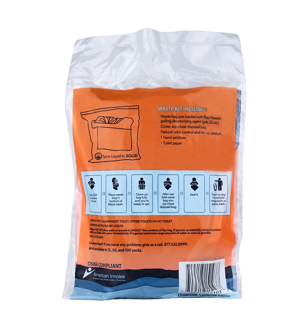 Original WAG Bag Portable Toilet (12 Pack) – Go Anywhere Kit For Camping, Boa…