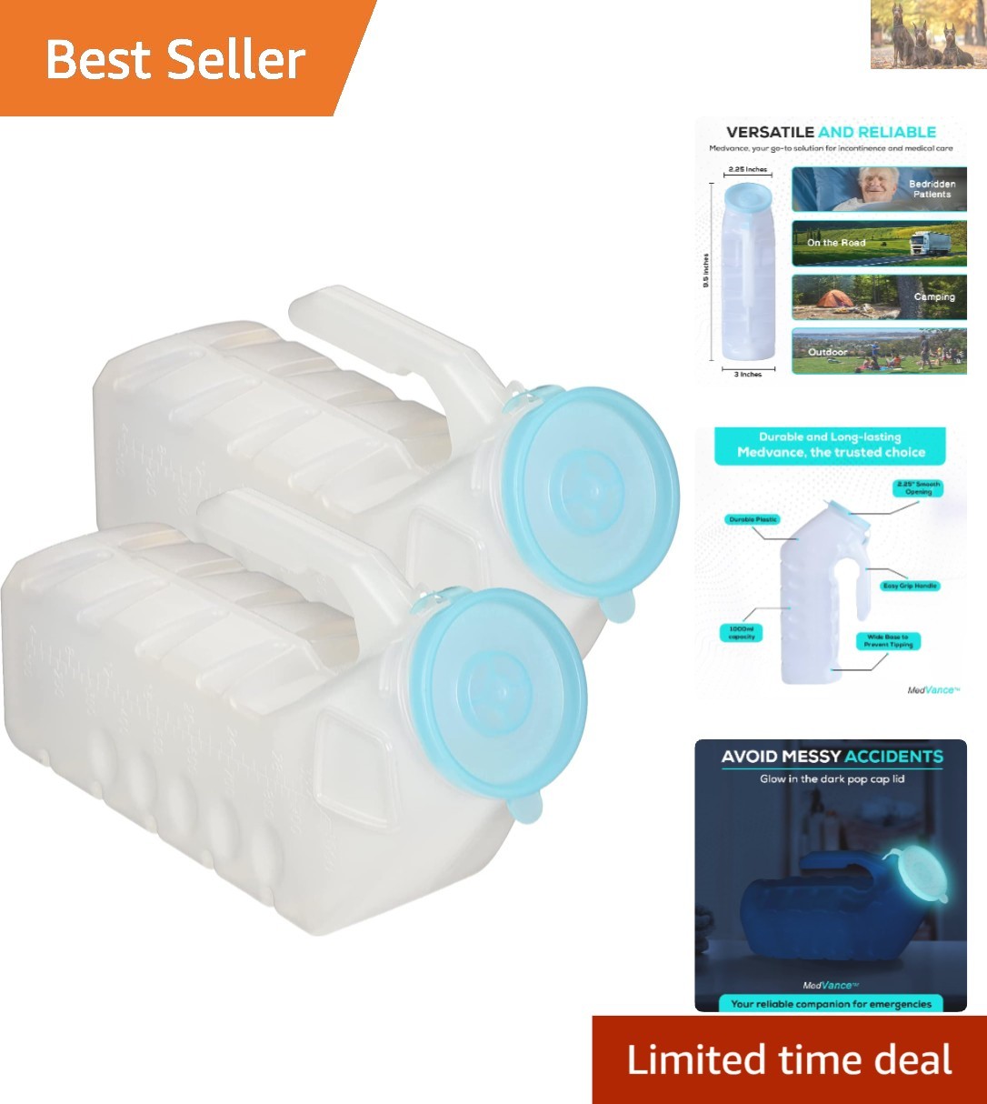 Portable Male Urinal Bottle Set – 2 Pack, Leak-Proof & Ergonomic for Convenience
