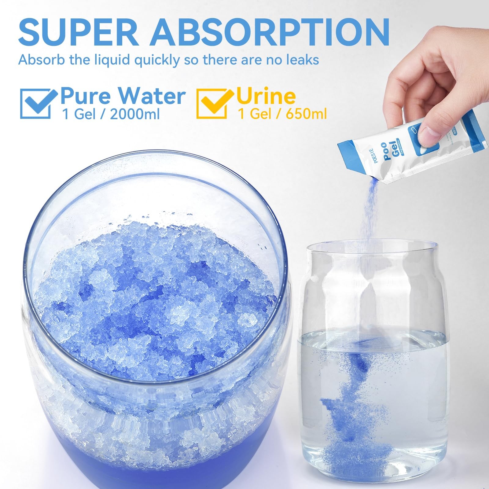 Liquid Waste Gel for Portable Toilet 25 Packets Porta Potty Degradable Absorb…