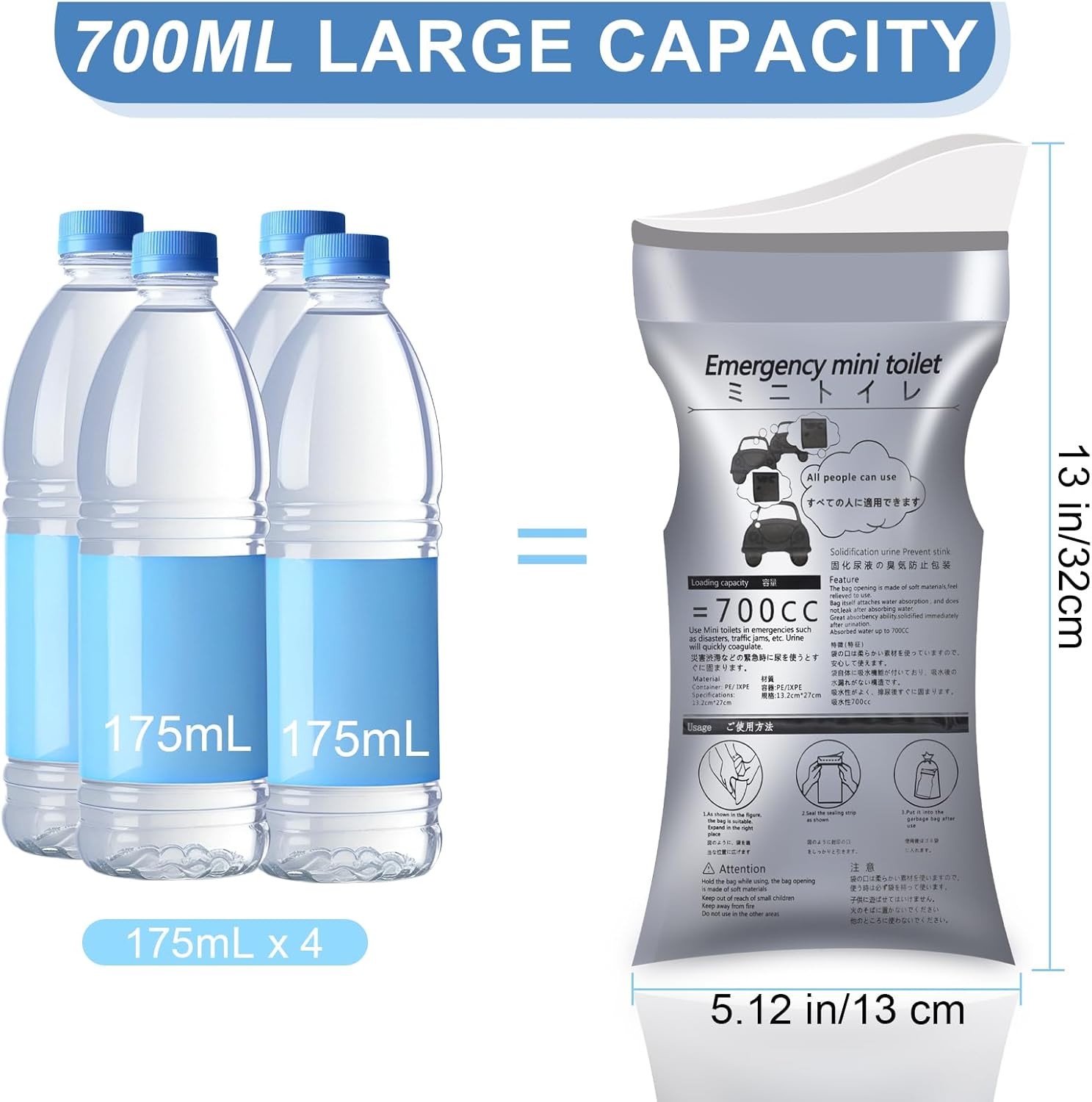 10 Disposable Emergency Urinal Bags Portable Camping Pee Travel Vomit Men Women