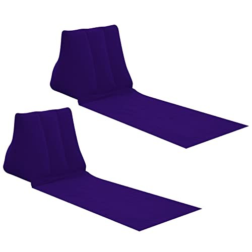 2X Inflatable Outdoor Sun Bath Beach Mat Pillows Flocking Beach Deep Purple