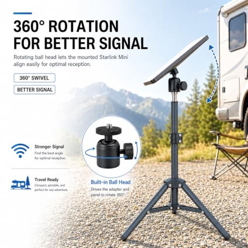 Starlink Mini Tripod – 360° Adjustable Metal Stand – Portable Tripod
