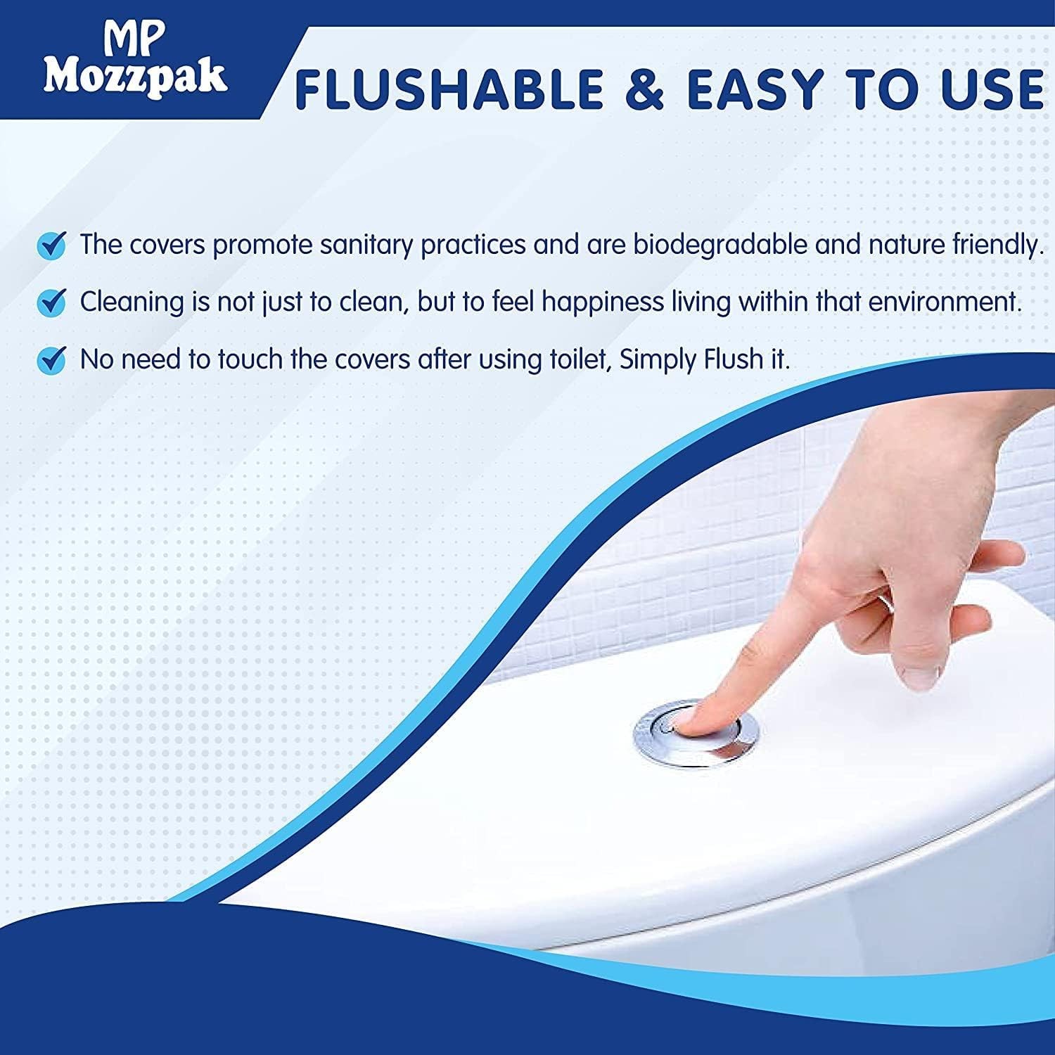 MP MOZZPAK Toilet Seat Covers Disposable (60 Pack) – XL Count), Blue