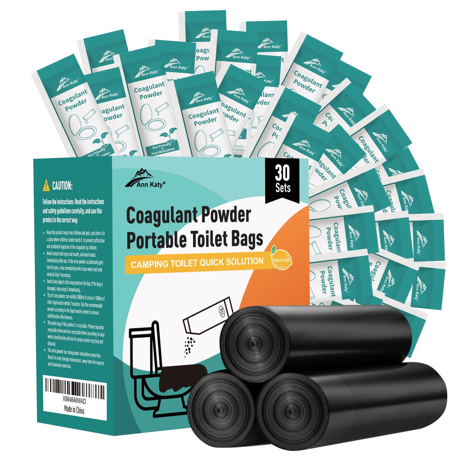 Super Absorbent Polymer 30 Packs,Portable & Fast-Absorbing Camp Toilet Chemic…