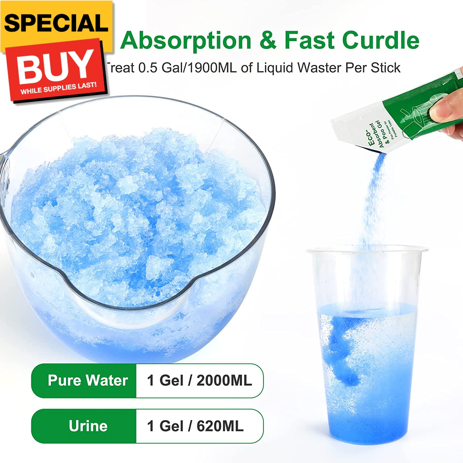 25Pack Poo Gel for Portable Toilet, Camping Toilet Chemicals Degradable Absorben