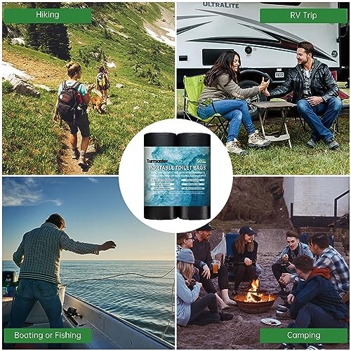 25/50 / 75 Pcs Portable Camping Toilet Bags,5 Gallon Compostable Toilet 2 Rolls