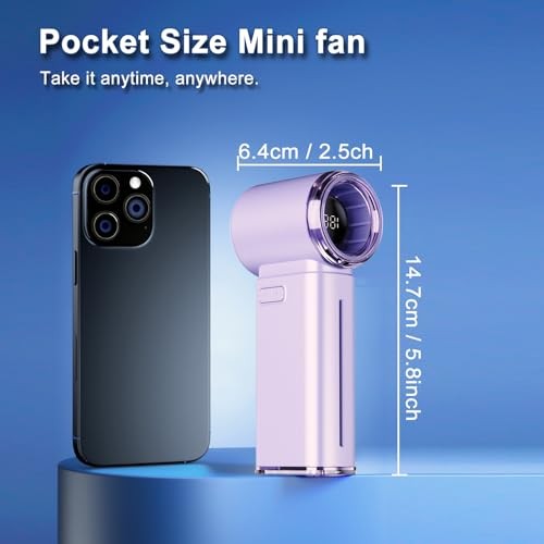 Portable Handheld Fan, Powerful Mini Hand Held Fan, 5000mAh Purple