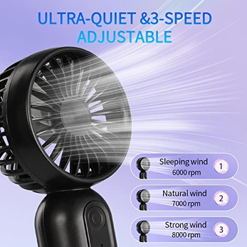 Mini Portable Fan 2 Pack, Cute Handheld Fan Battery Operated Black & Pink