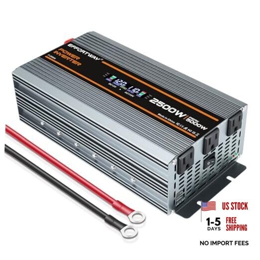 2500W Power Inverter. 12V DC to 110V/120V AC Converter 5000W (Peak) 2500w-12v