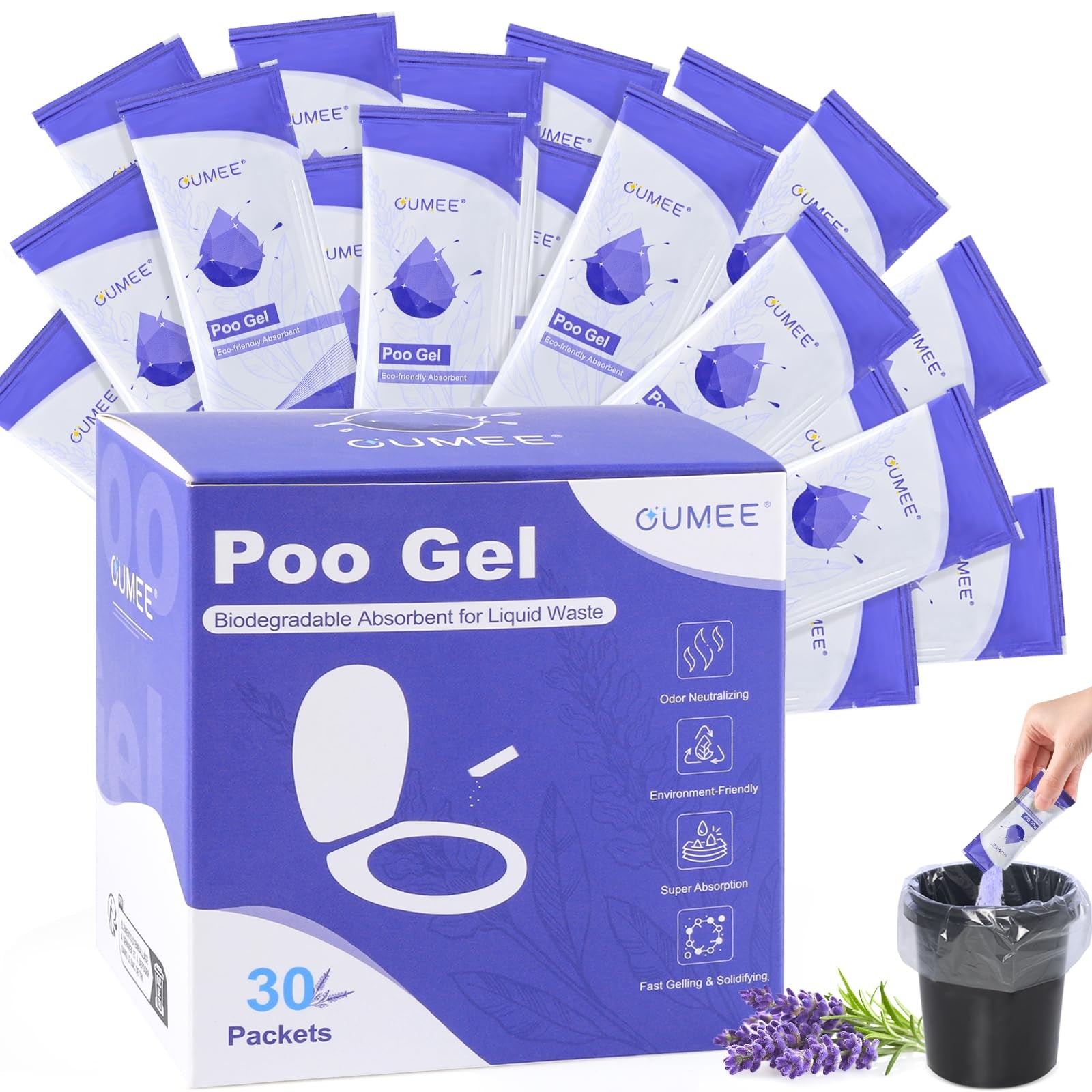 Lavender Portable Toilet Gel, Poo Gel for Potty, Camping Toilet Powder for Bu…