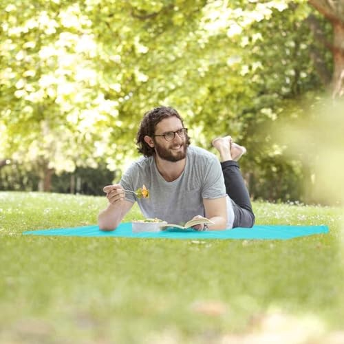 Pocket Picnic Blanket for 1 Person, 43.3×27.56″ (1.27oz) E Blue (Grey Pack)