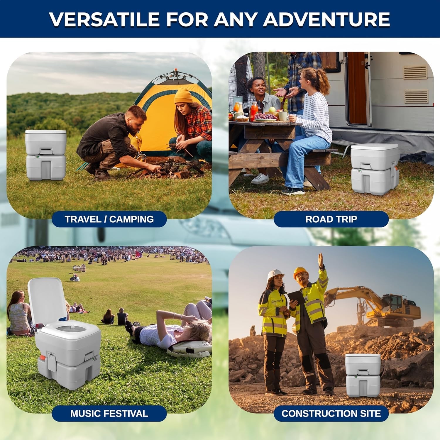 5.2-Gallon Flushable Camping Toilet with Carry Bag – Ideal for Boating & Hiking