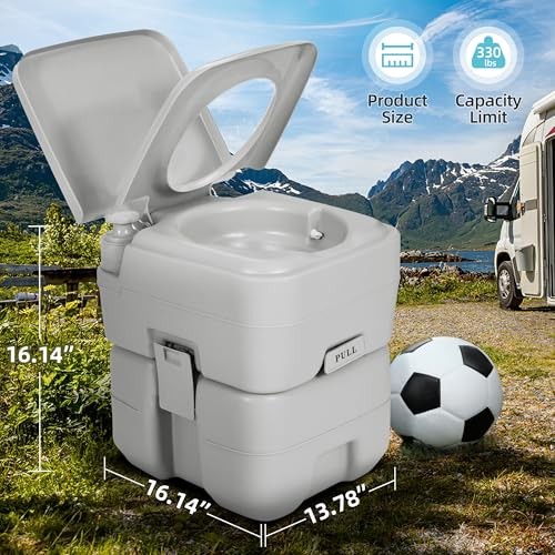 YITAMOTOR Portable Camping Toilet, RV Travel composting 5.28 Gal Handle Pump