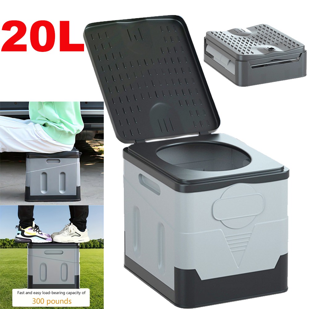 Portable Toilet Kit, Fold Camping Toilet with Pop-Up Privacy Tent Changing Rooms