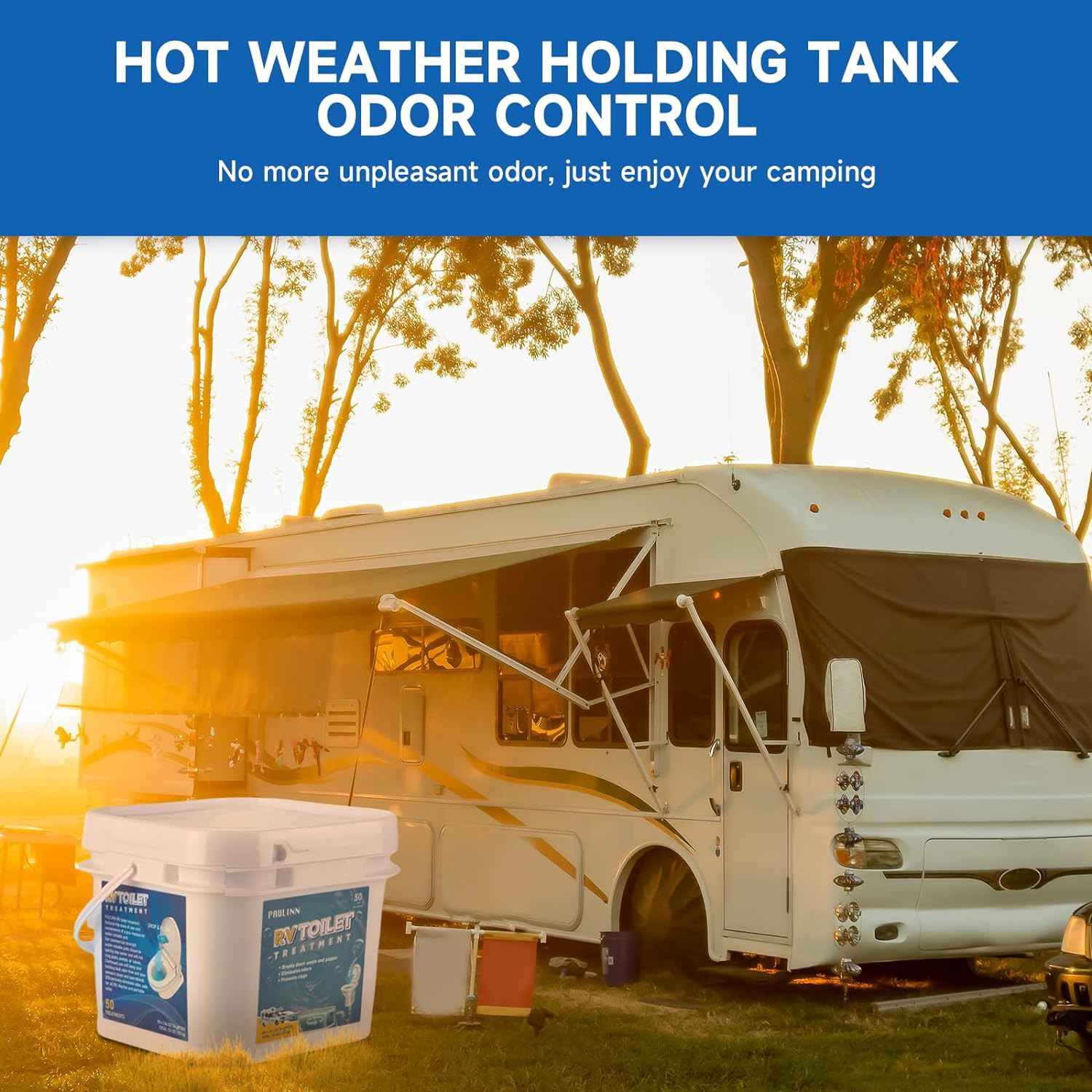 RV Toilet Treatment Drop Ins, 50 Packs Holding Tank Deodorizer for RV Black & Gr