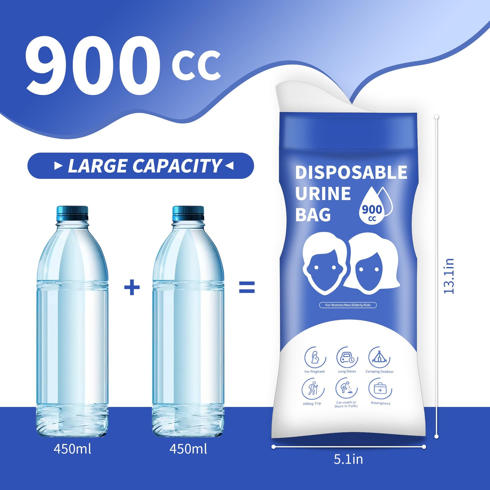 YIGOYIHU Disposable Urine Bags, 12 PCS Pee Bags for Travel Women Blue-12