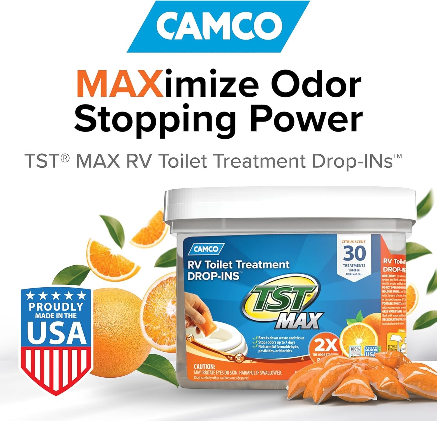 TST MAX RV Toilet Treatment Drop-INs – 30 Pack, Orange Scent