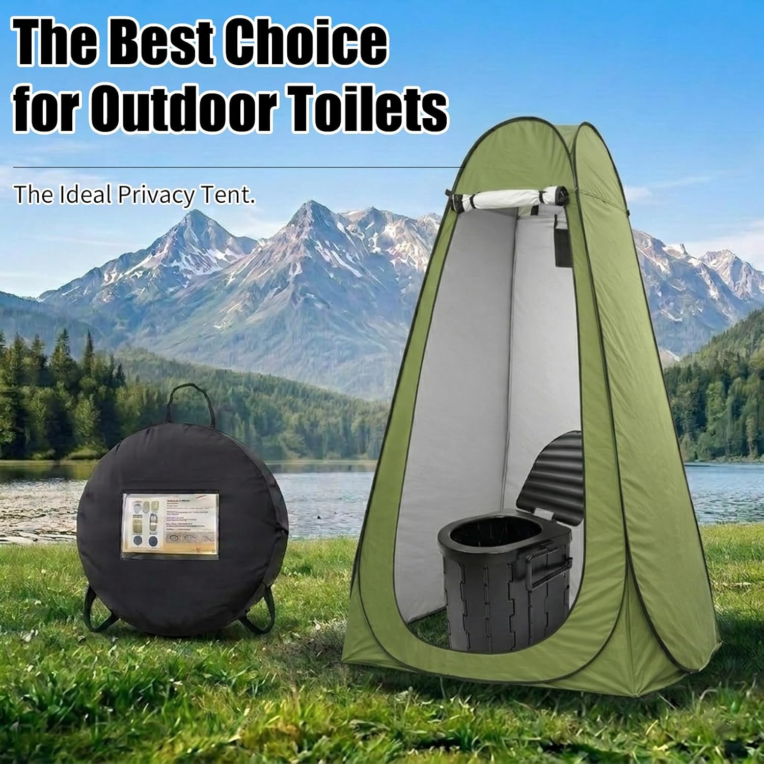 Portable Camping Toilet with Privacy Tent – Foldable Toilet Set for Adults and E