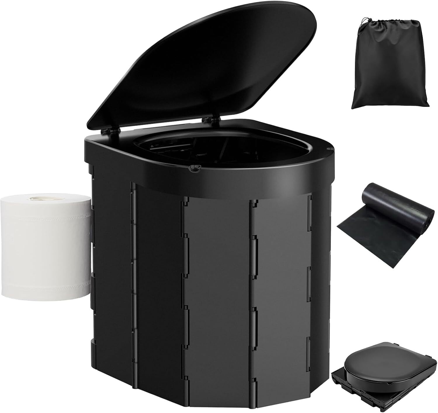Upgraded Portable Camping Toilet With Lid And Paper Holder For Adults And Kids