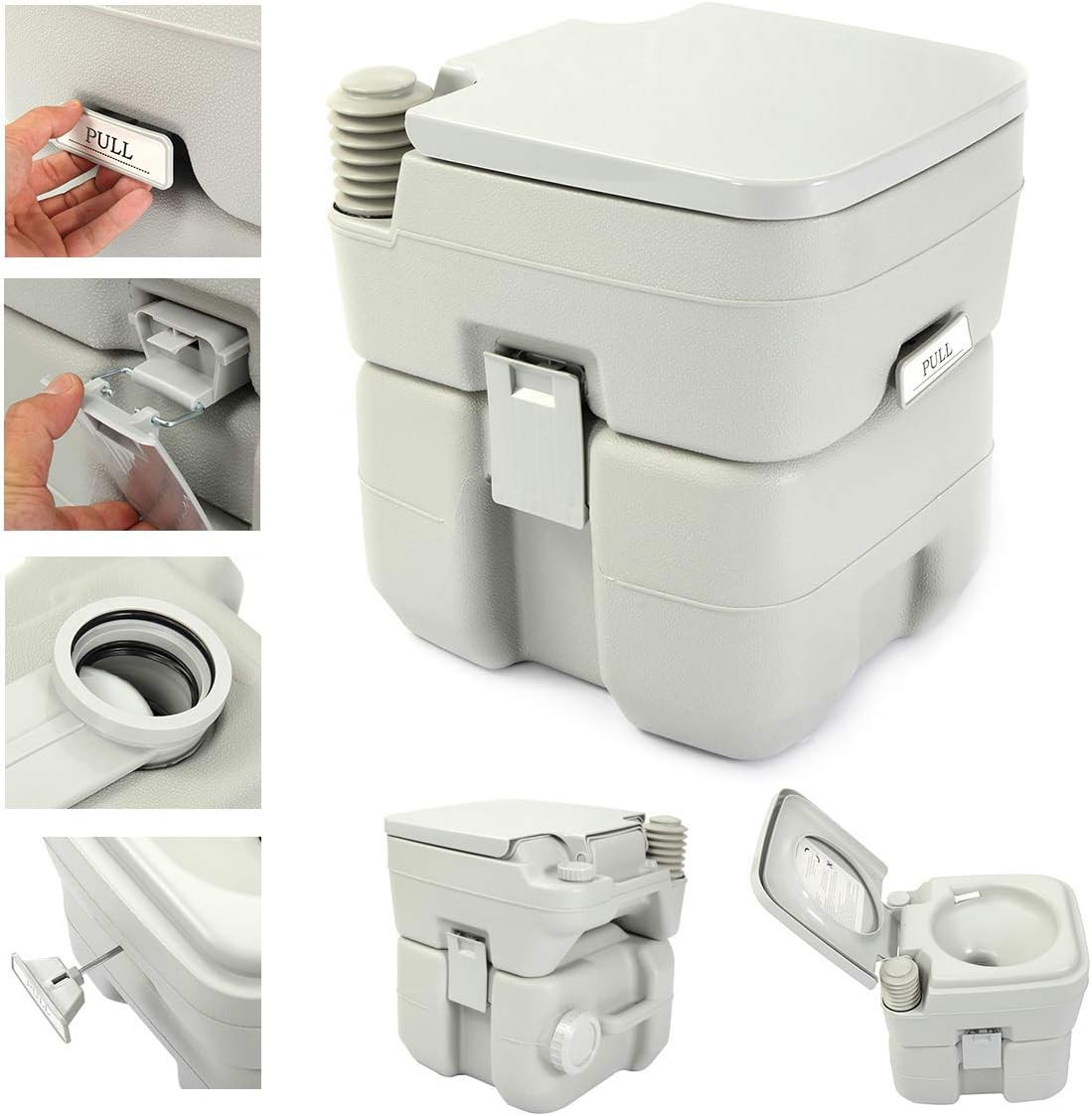5.3 Gallon Porta Potty Travel Portable Camping Toilet for RV, Boating, Road Trip