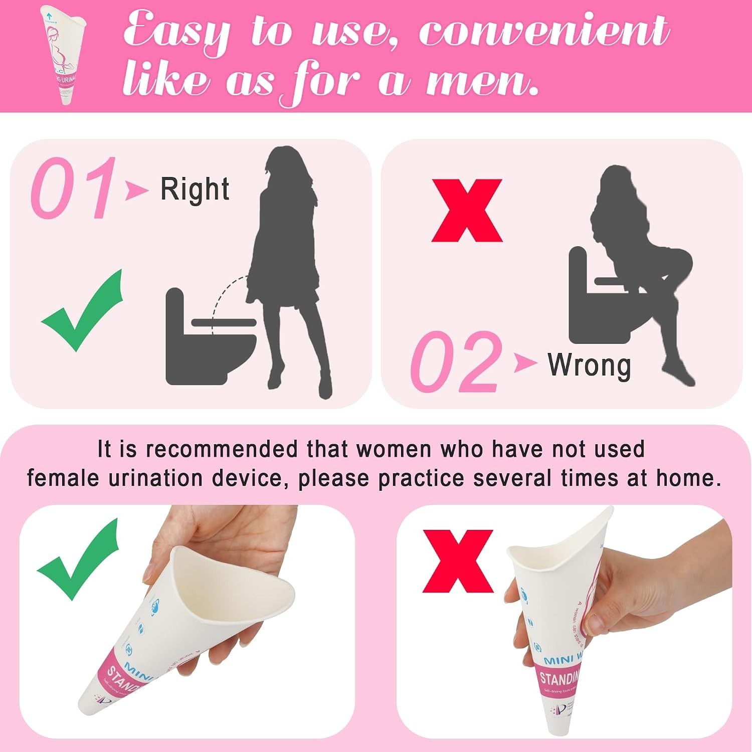 Waterproof Disposable Urinal Funnel for Women – 20 Pack for Outdoor Adventures