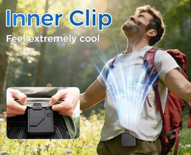 5 in 1 Portable Waist Fan 1-100 Speed Neck fan AI Rechargeable 16H Black