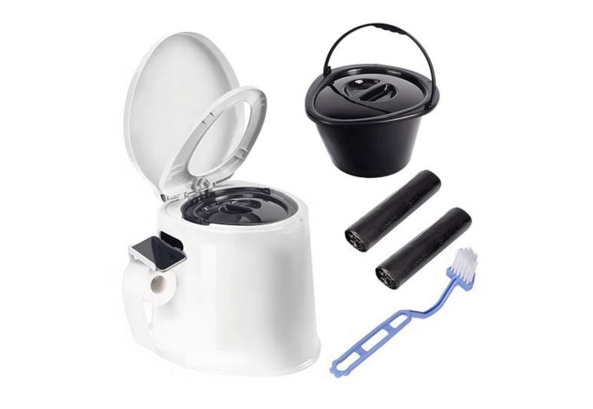 Portable Travel Toilet, with Detachable Inner Bucket and Toilet Paper Holder,