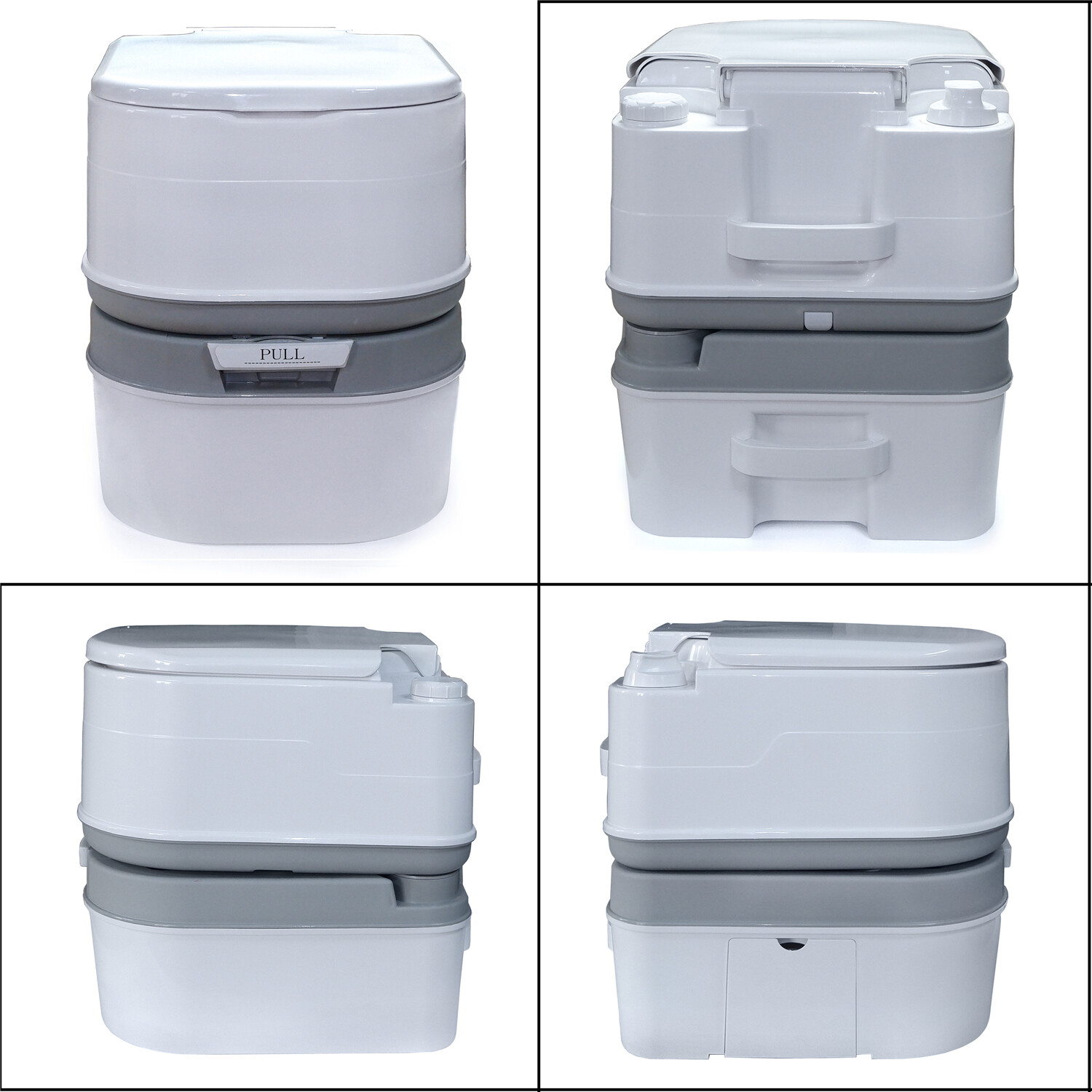 6.3 Gallon 24L Advanced Portable Toilet Flush Camping Travel Piston Pump Commode