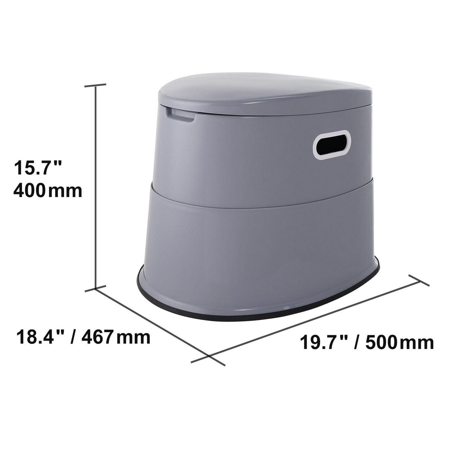 Portable Camping Toilet 1.3 Gal Split Inner Bucket & Paper Holder Dual Cover