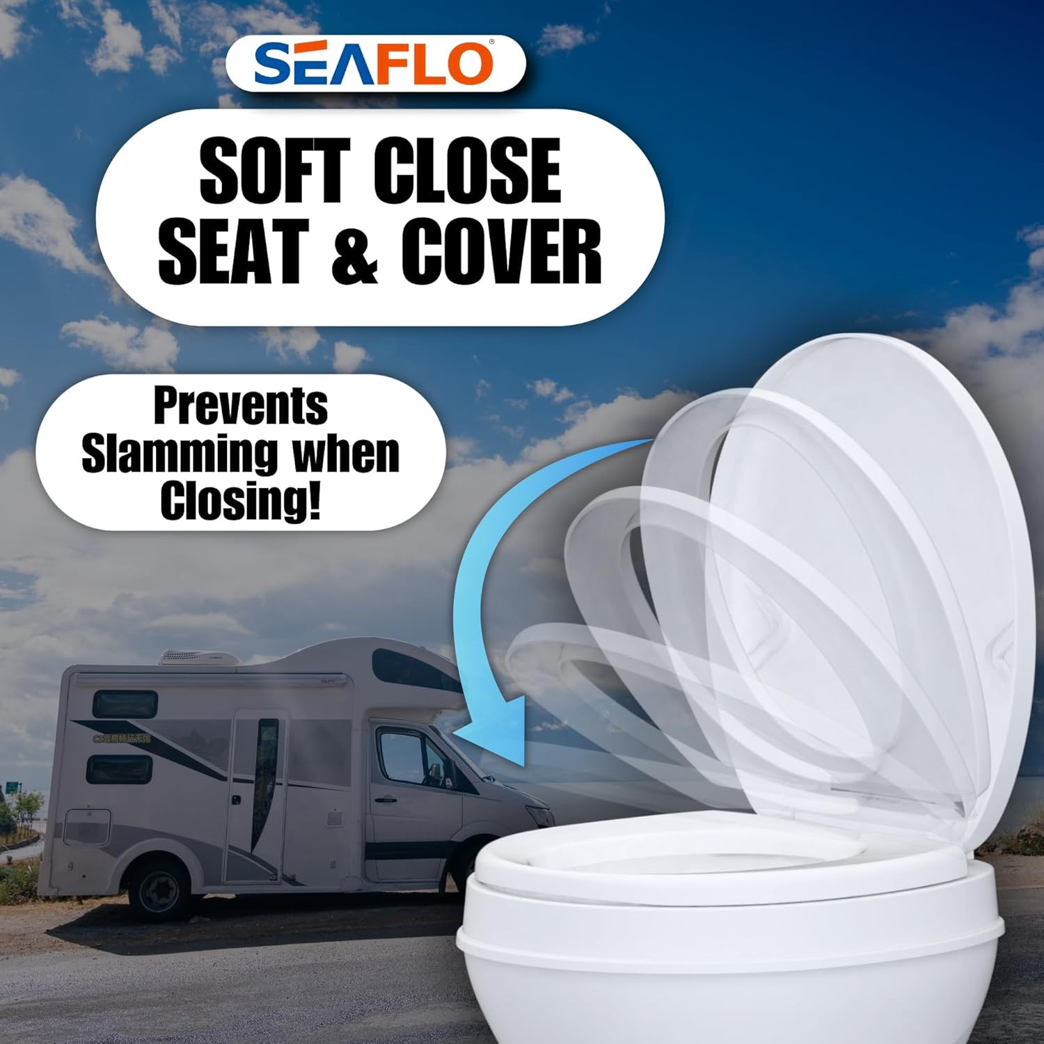 Residential Height Camper/Rv Toilet with Sprayer Attachment, 18.5” Standard Heig